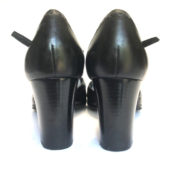 Franco Sarto Black Stacked Heel T-Strap Wide Square Toe Shoes size 8.5M - Picture 7 of 12